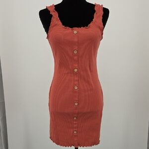 No Boundaries Coral Button-Front Mini Dress